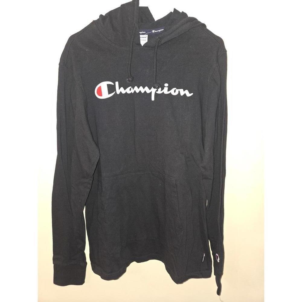 Mens Champion Authentic Athleticwear Black Hoodie Sweatshirt Medium
